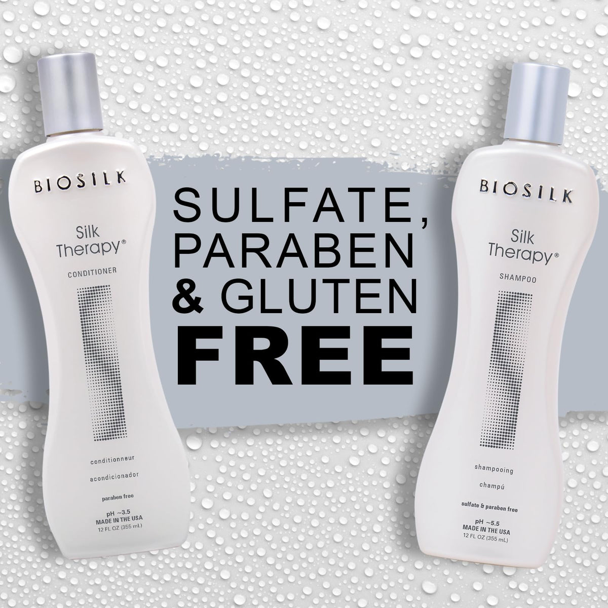 BioSilk Silk Therapy Duo Set on a bathroom shelf