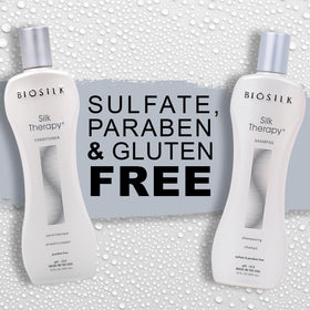 BioSilk Silk Therapy Duo Set on a bathroom shelf