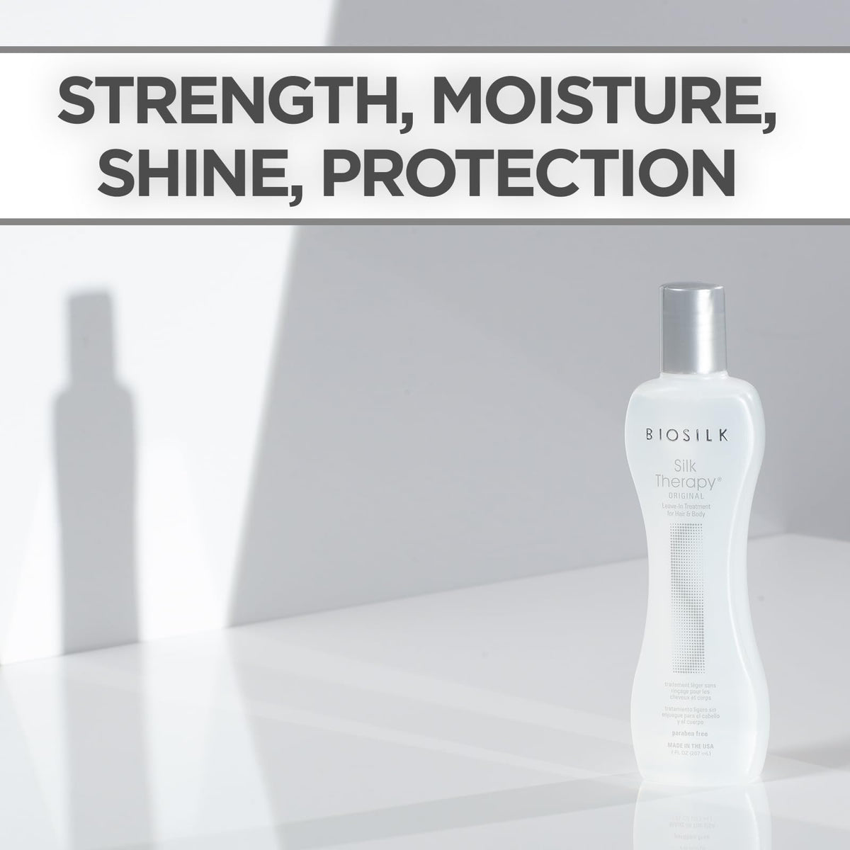 BioSilk Silk Therapy Original Leave-In Hair 7 Oz on a vanity