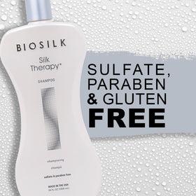 BioSilk Silk Therapy Shampoo back view showing ingredients