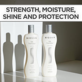 BioSilk Silk Therapy Shampoo bottle close-up