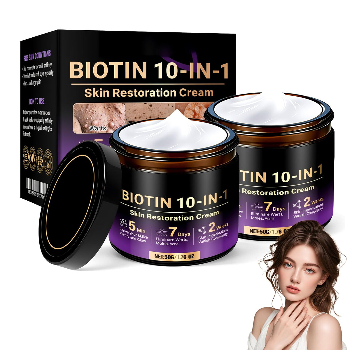 Biotin 10-in-1 Skin Restoration Cream front view with packaging