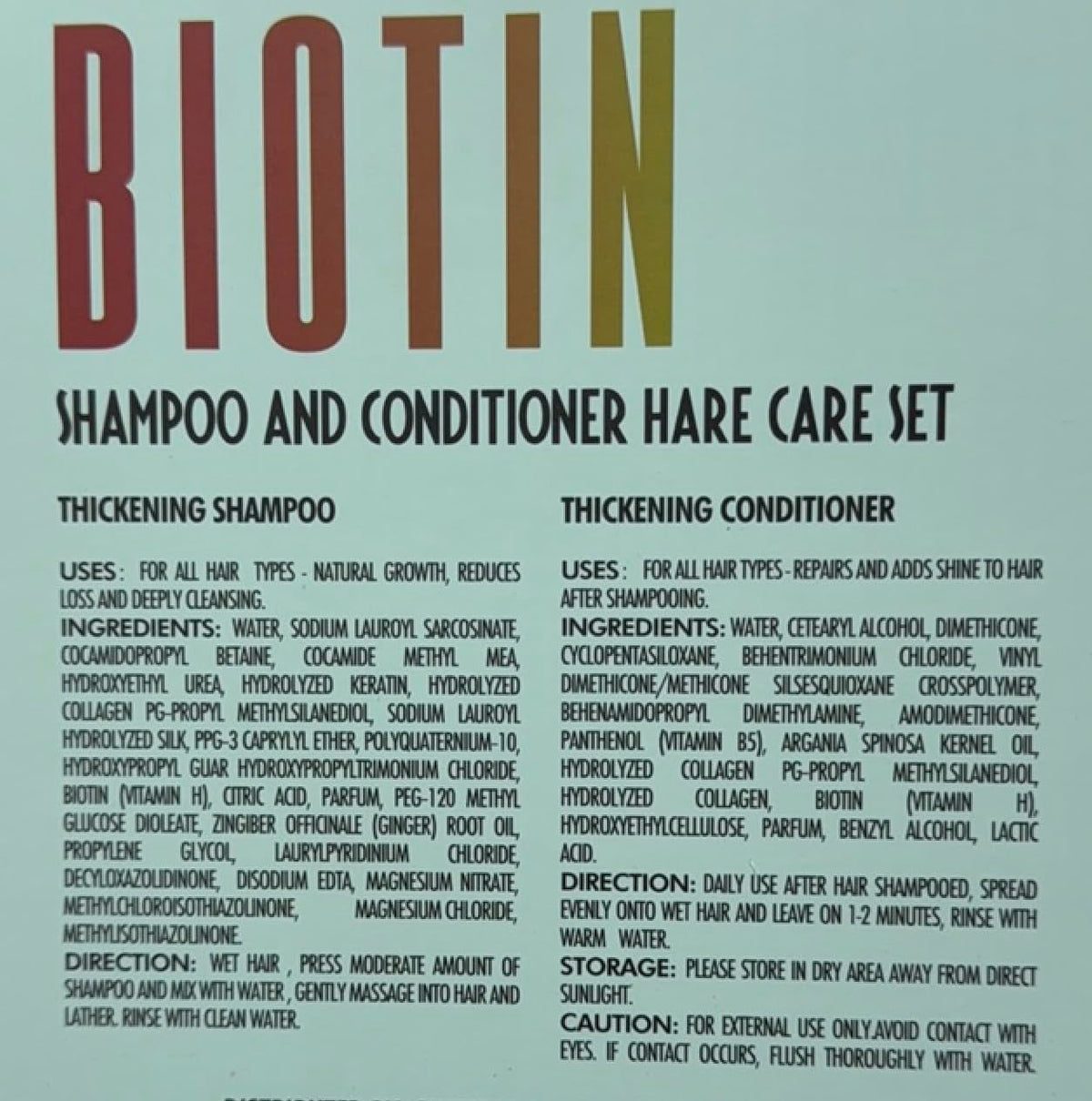 Biotin Shampoo and Conditioner Set displayed on a vanity