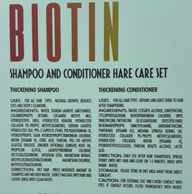 Biotin Shampoo and Conditioner Set displayed on a vanity