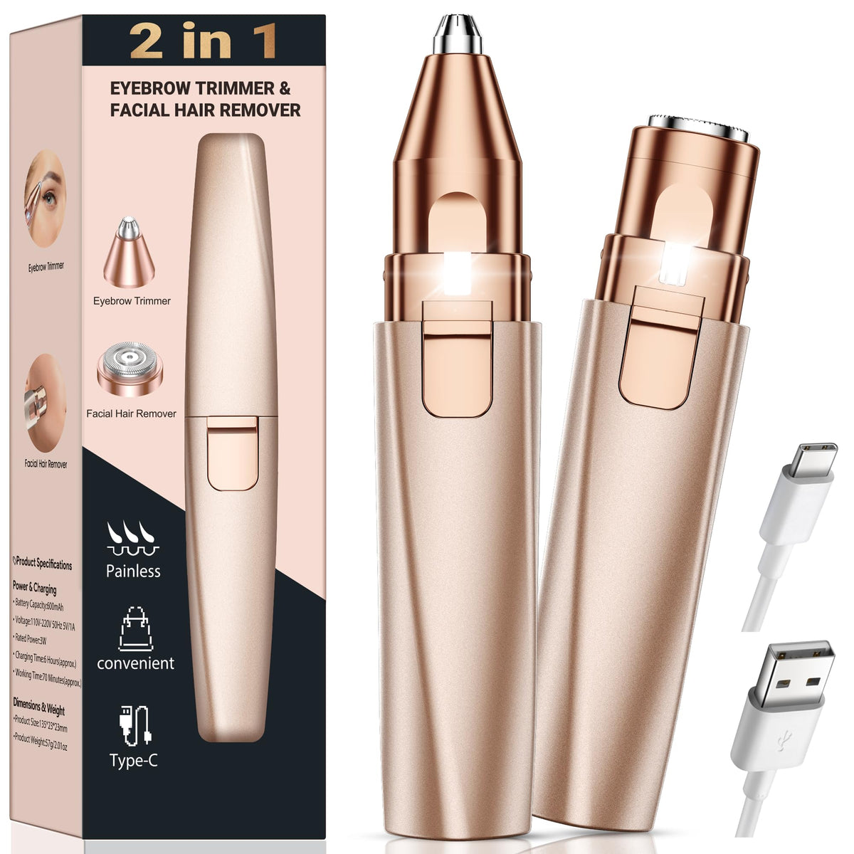 bissuuy Eyebrow Trimmer front view with dual-ring blade