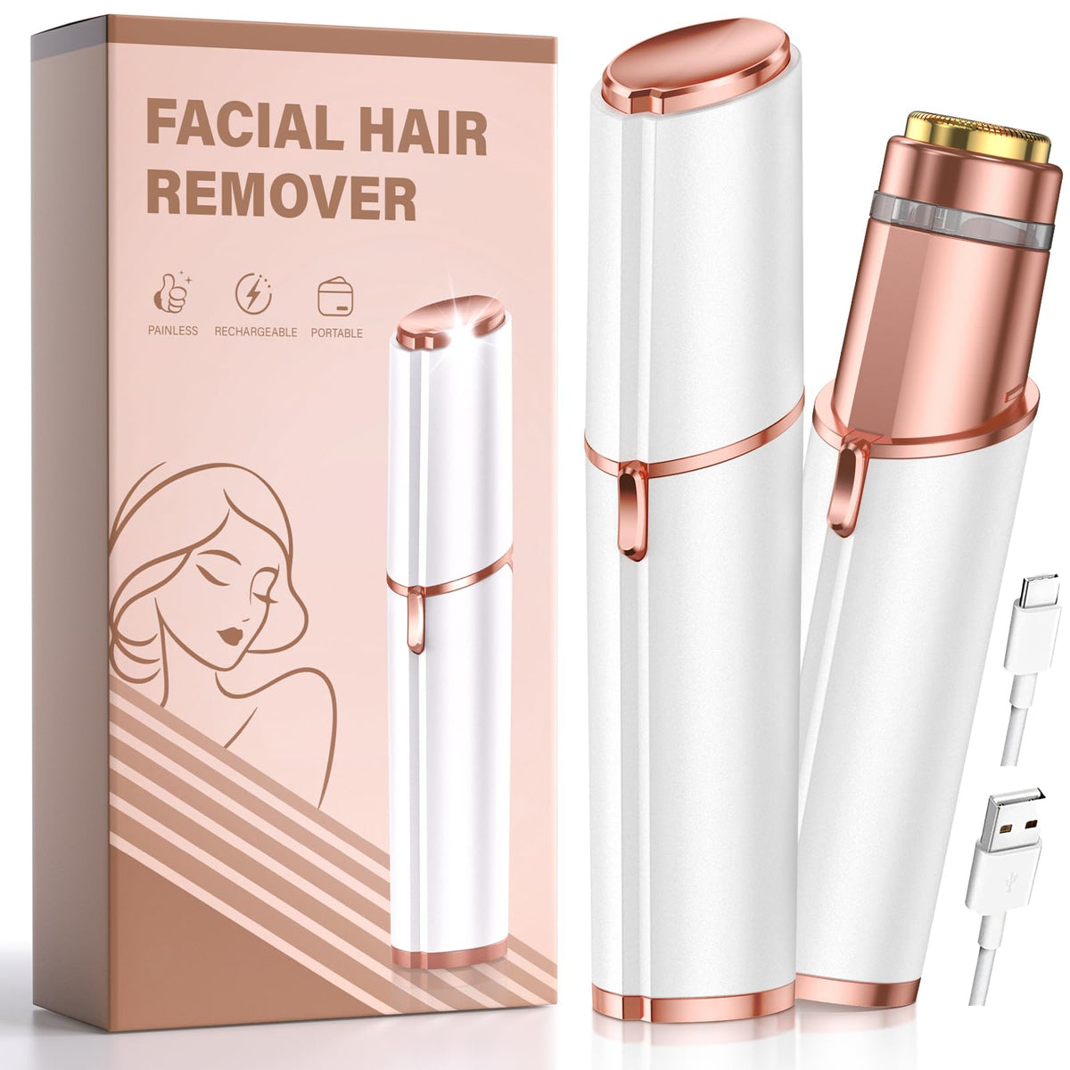 bissuuy Facial Hair Remover front view in white
