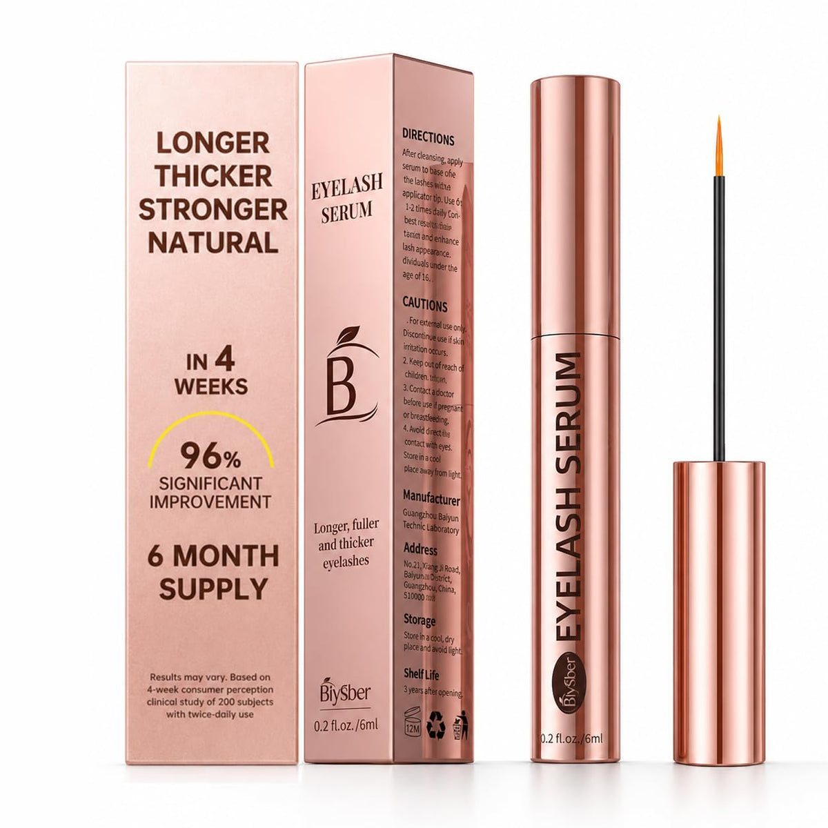 BIYSBER Eyelash Growth Serum front view with packaging