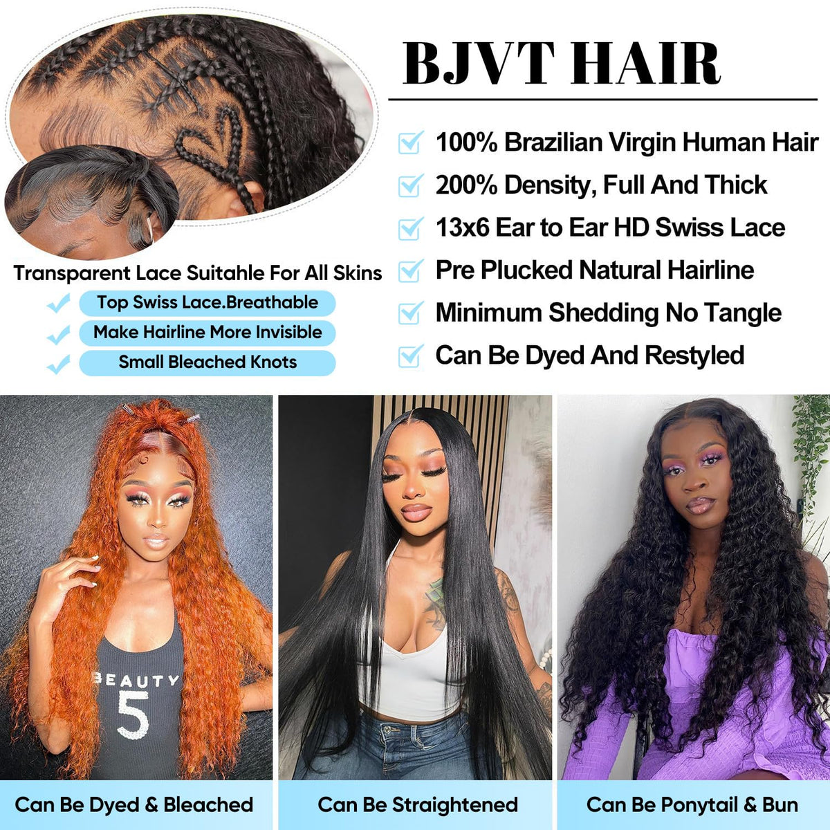 BJVT 13x6 Deep Wave Lace Front Wig back view