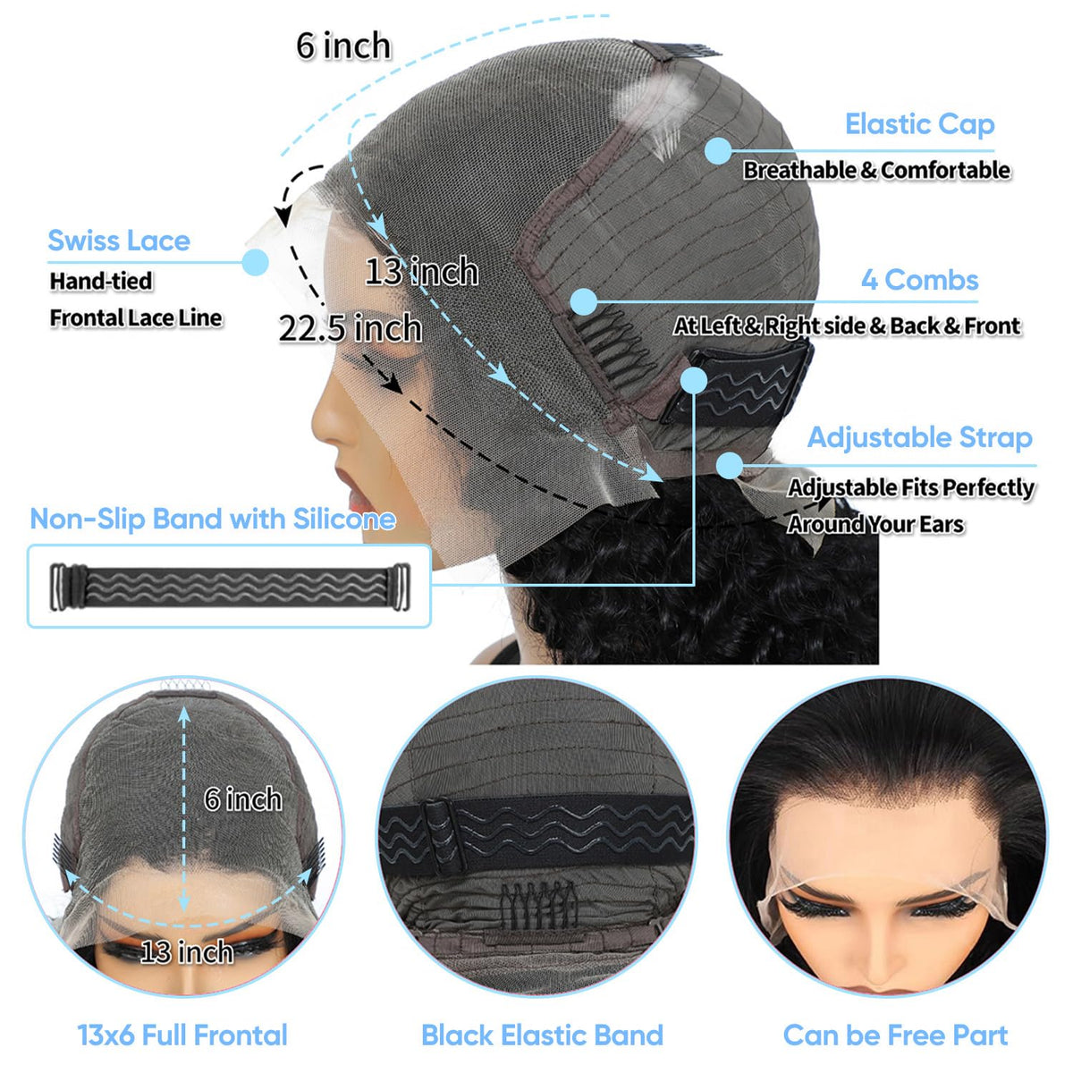BJVT 13x6 Deep Wave Lace Front Wig close-up of lace