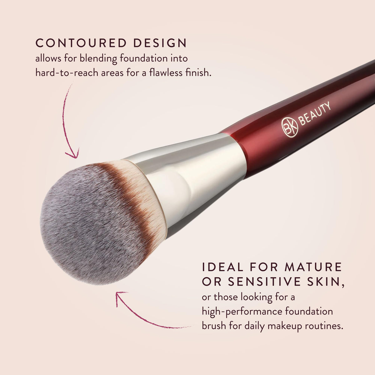 BK BEAUTY 101 Contoured Foundation Brush in use on model