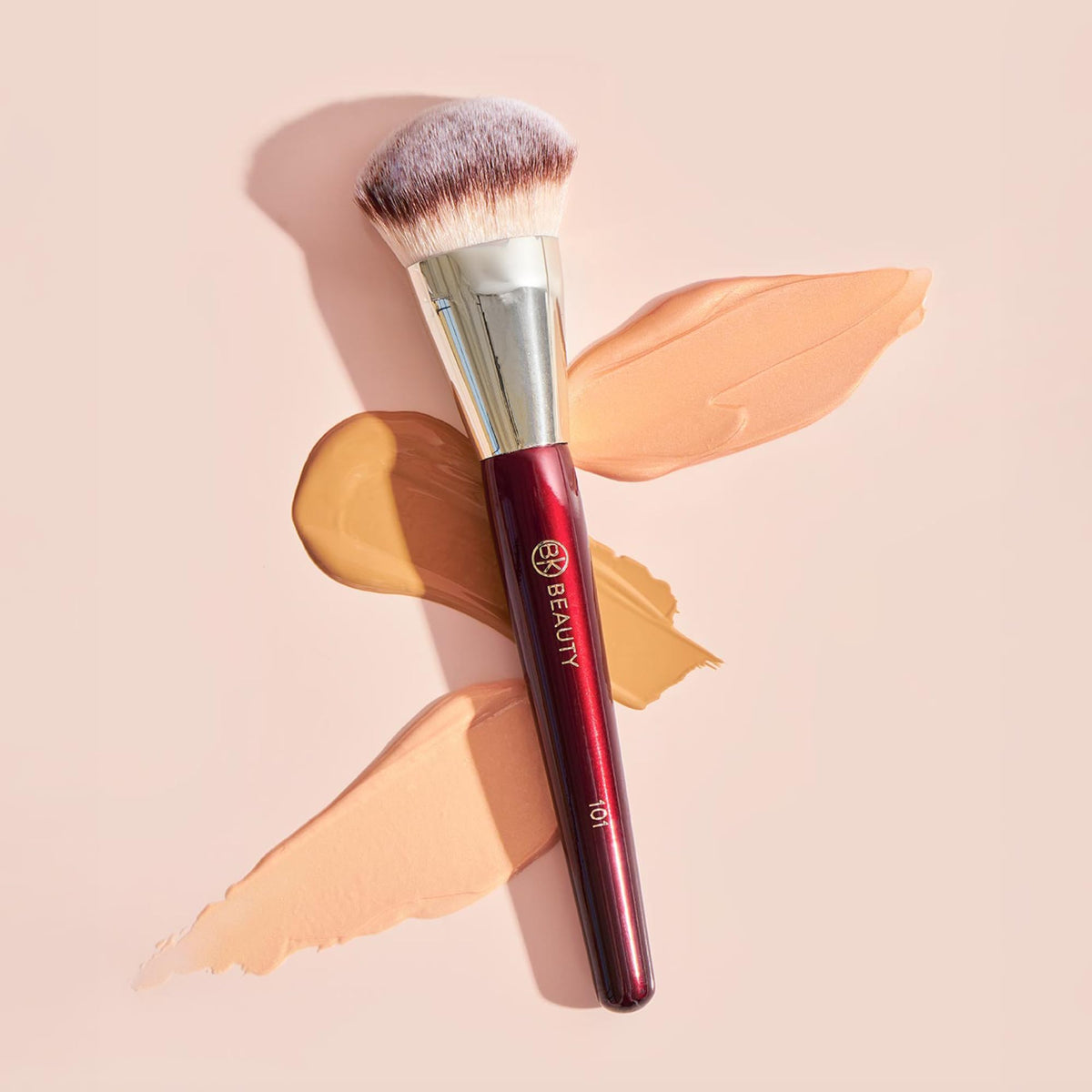 BK BEAUTY 101 Contoured Foundation Brush on a vanity