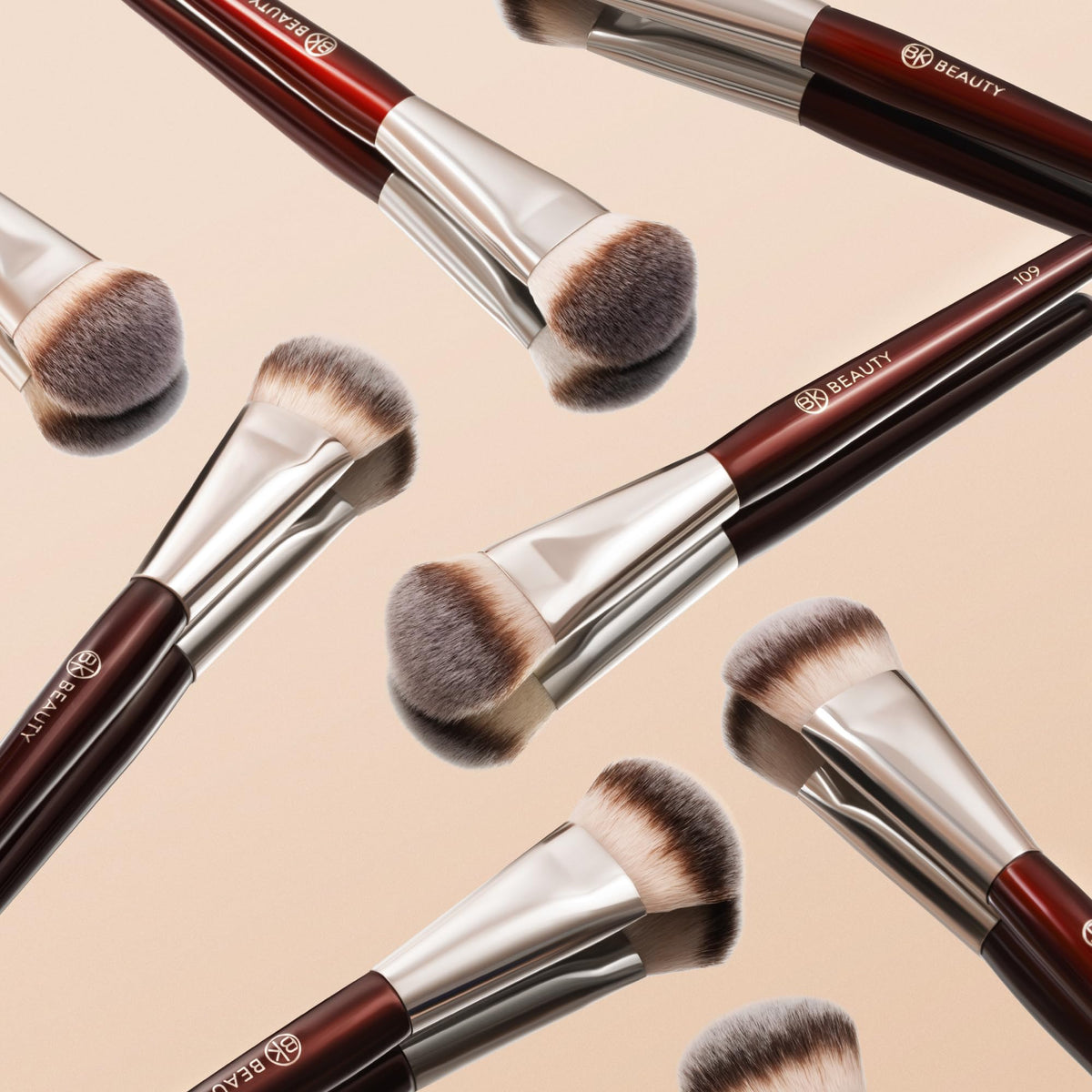 BK BEAUTY 109 Mini Contoured Foundation Brush angled view