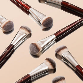 BK BEAUTY 109 Mini Contoured Foundation Brush angled view