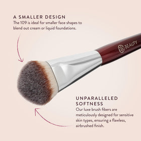 BK BEAUTY 109 Mini Contoured Foundation Brush in use on model