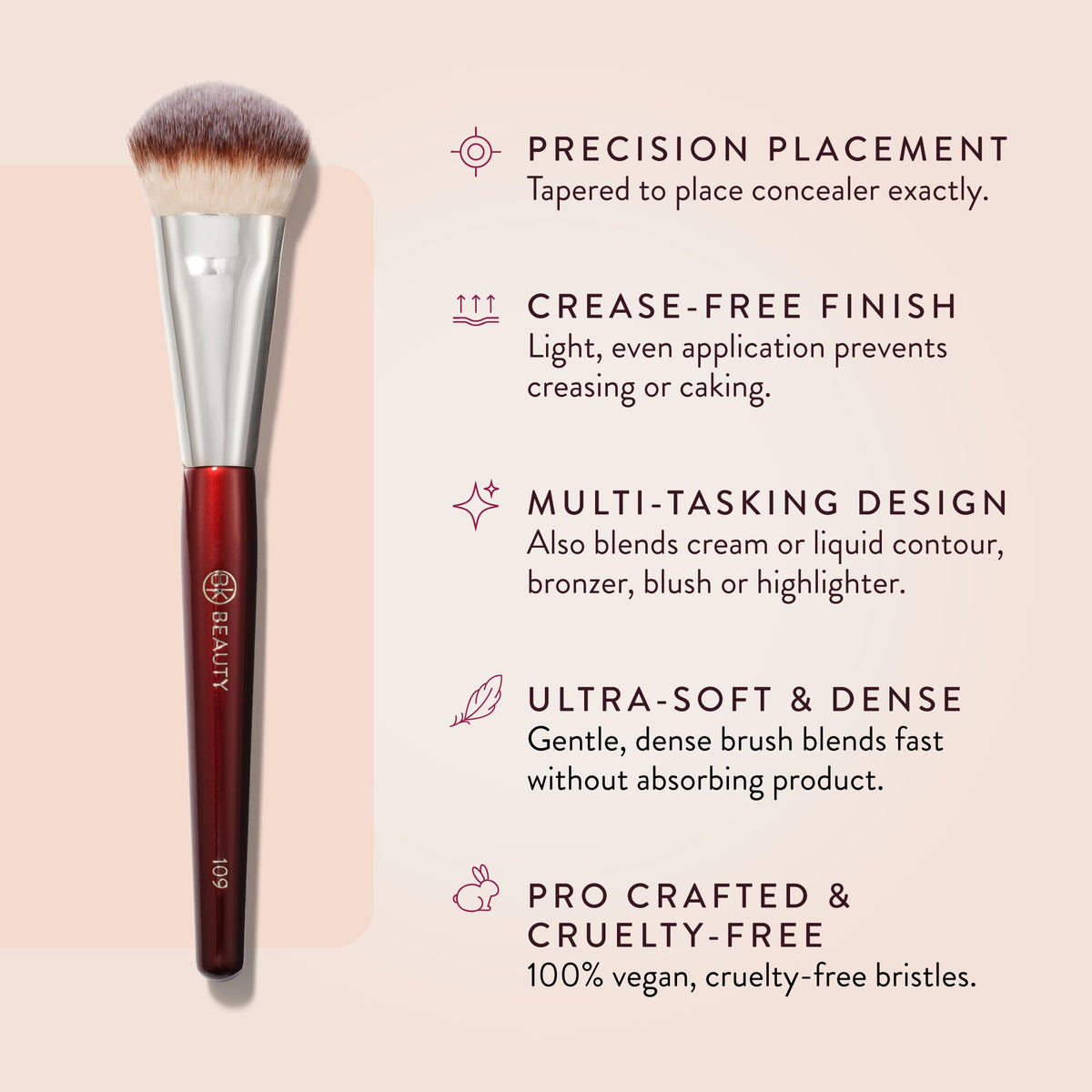 BK BEAUTY 109 Mini Contoured Foundation Brush with packaging
