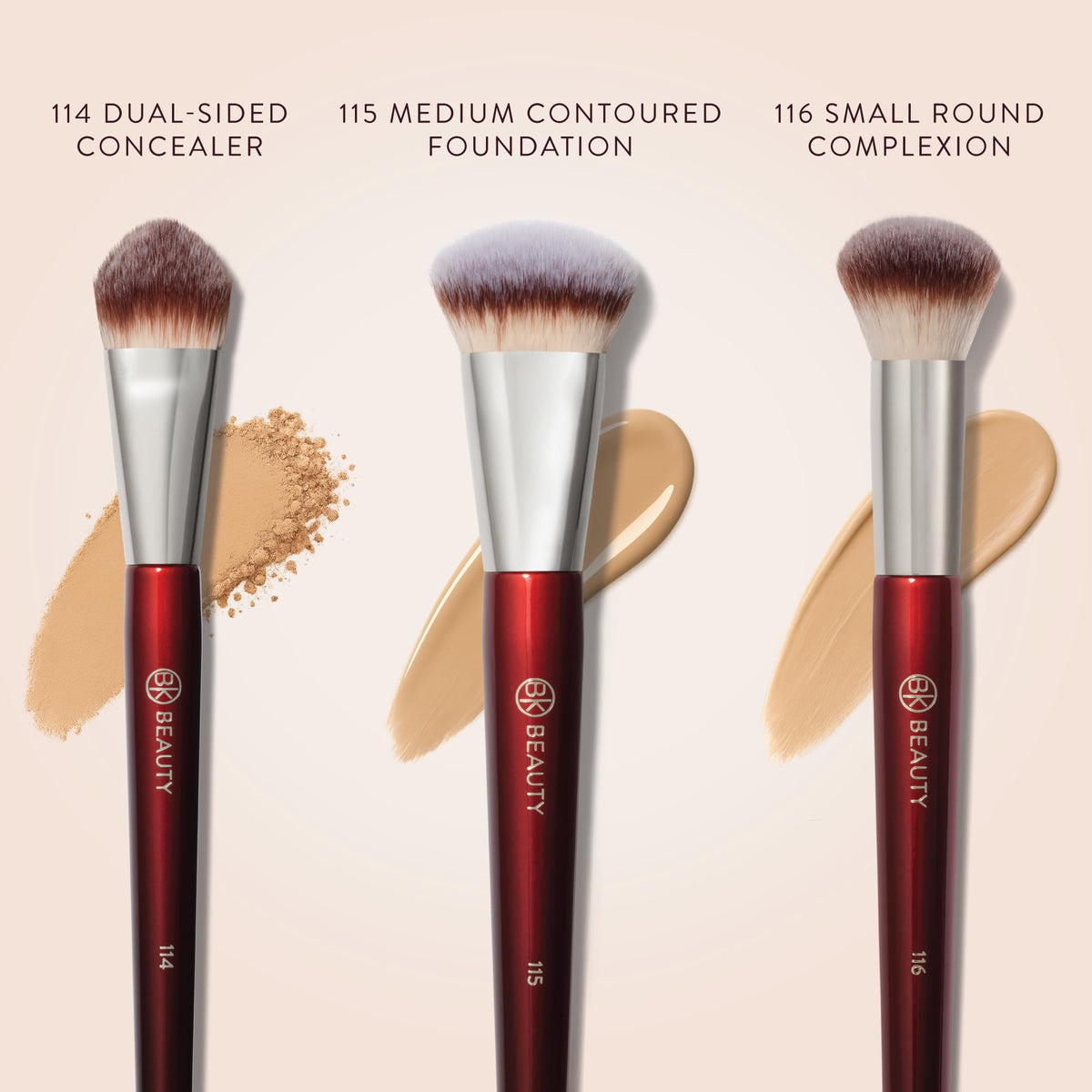 BK BEAUTY 116 Small Round Foundation Brush in use