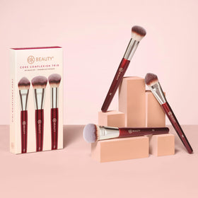 BK BEAUTY brushes displayed with makeup products