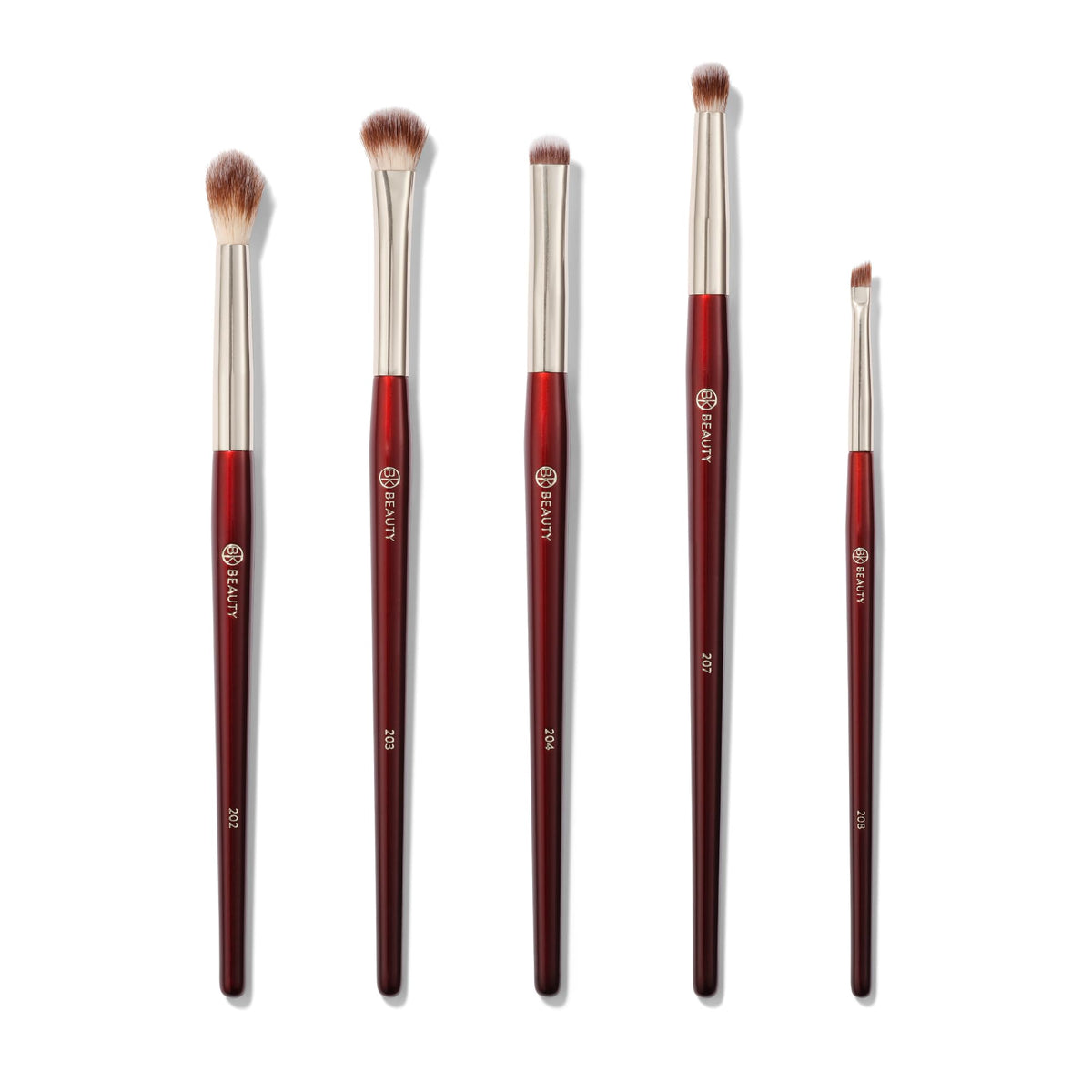 BK BEAUTY Eyeshadow Brush Set front view with all five brushes