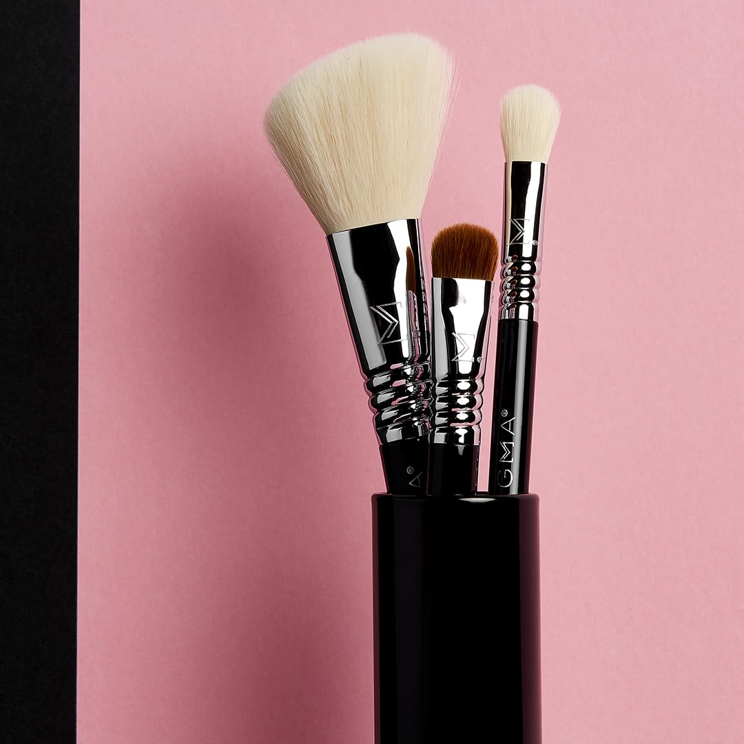 Black Brush Tin containing SIGMA BEAUTY brushes, front view