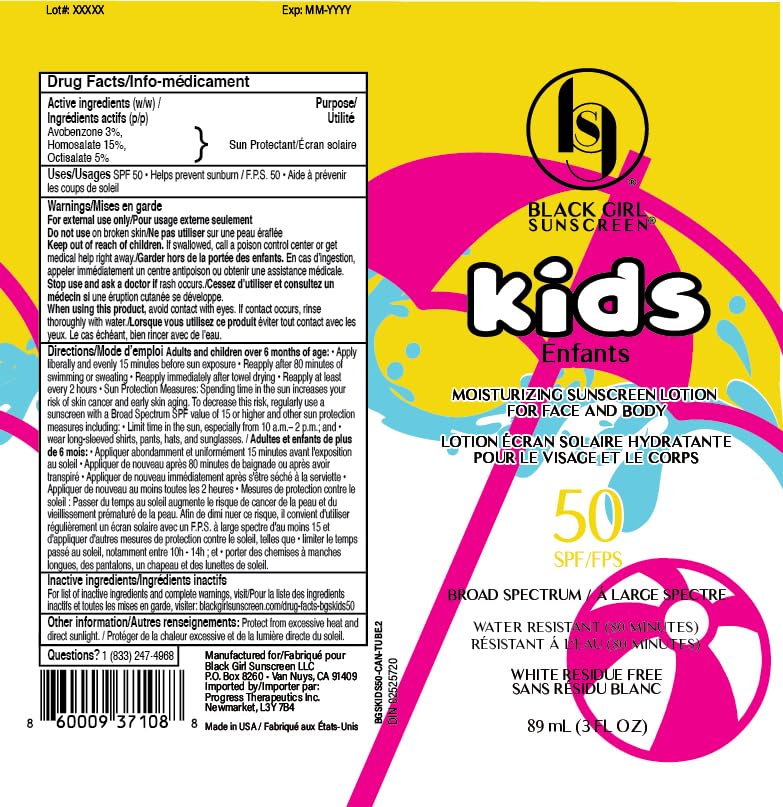 BLACK GIRL SUNSCREEN Kids SPF 50 Lotion packaging