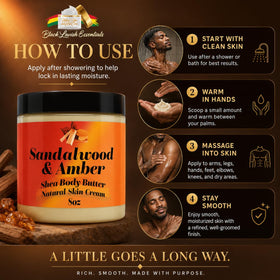 Black Lavish Essentials body butter application on skin