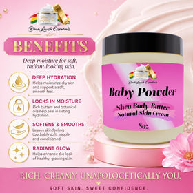 Black Lavish Essentials Ultra-Soft Shea Body Butter on a wooden surface