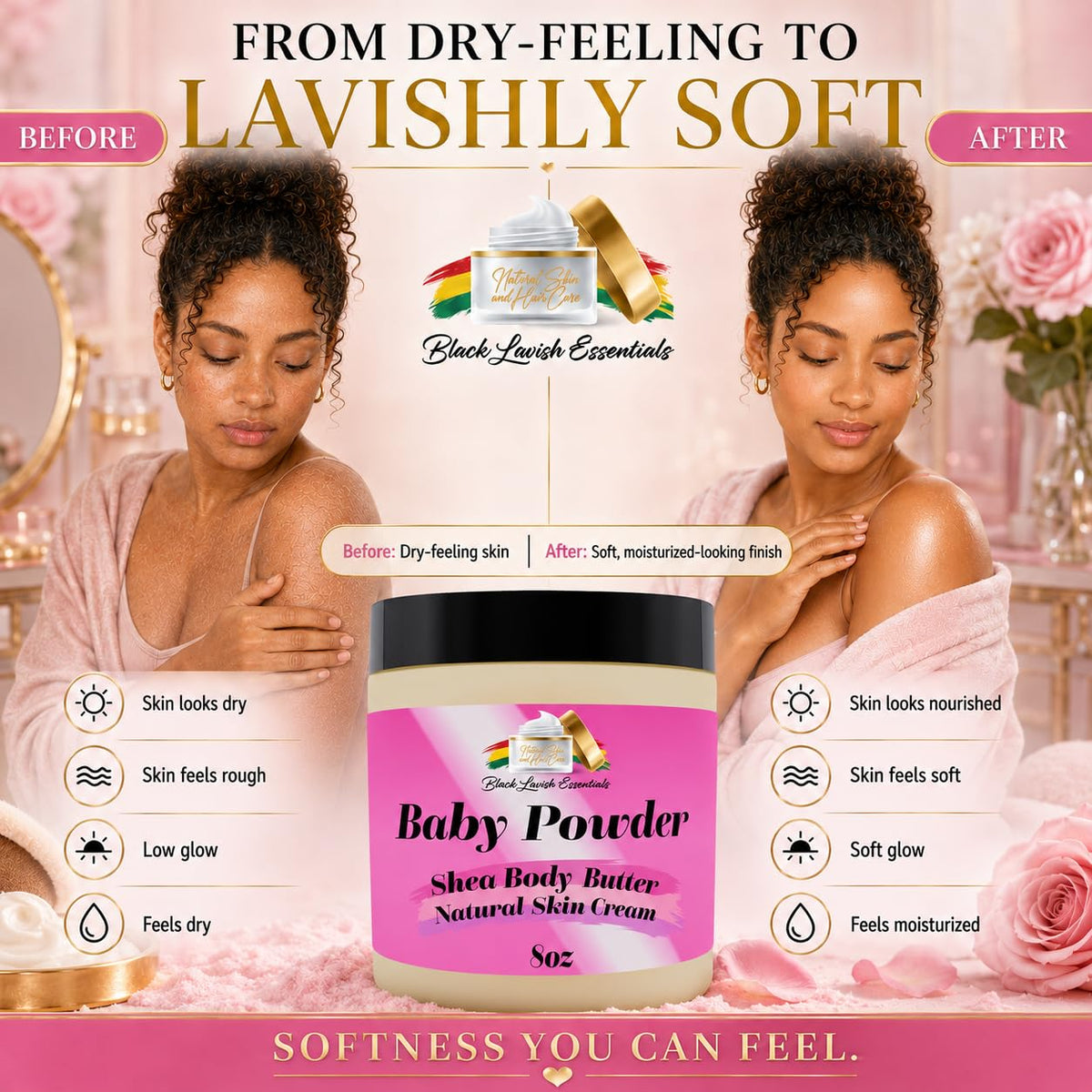 Black Lavish Essentials Ultra-Soft Shea Body Butter with natural ingredients