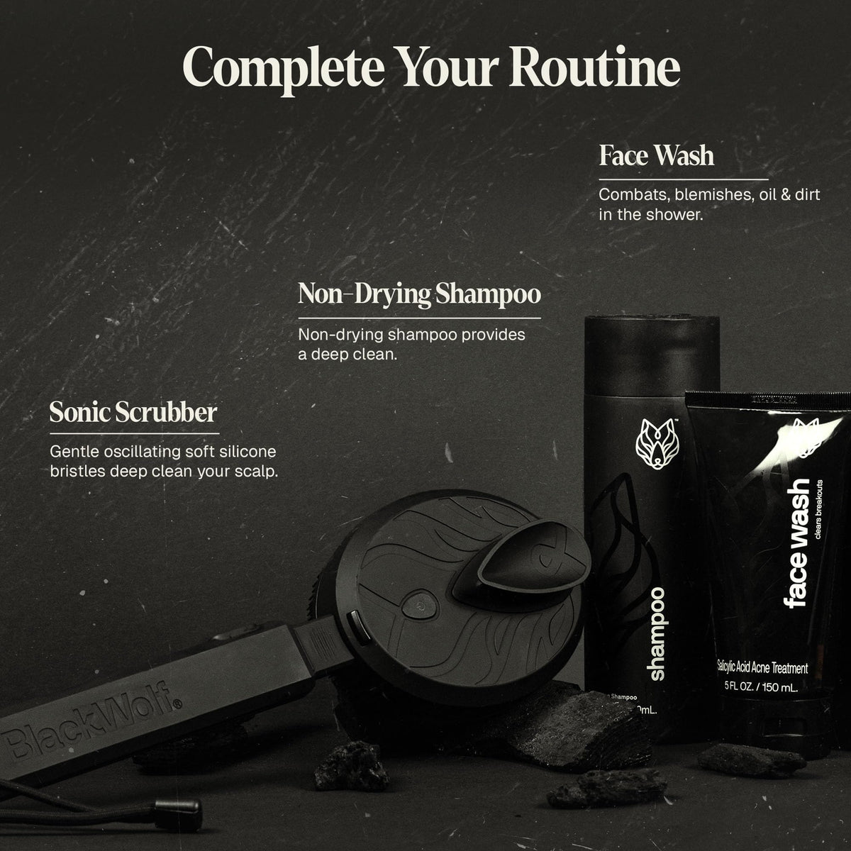 Black Wolf Body Wash and Face Wash bundle display