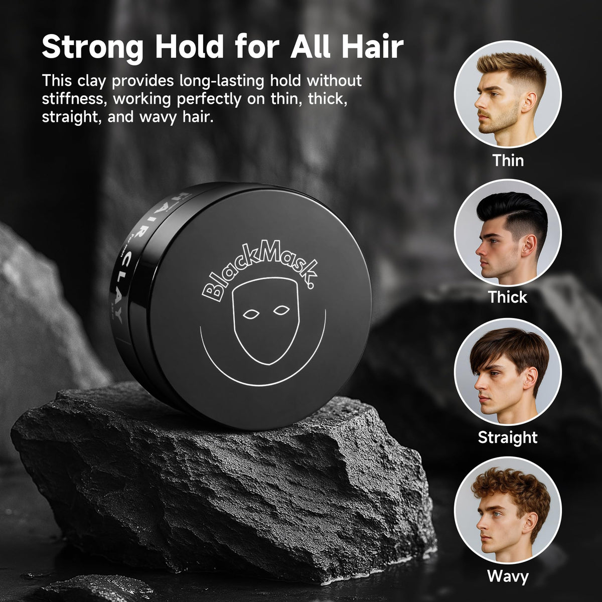 BlackMask Hair Clay in use on short hair