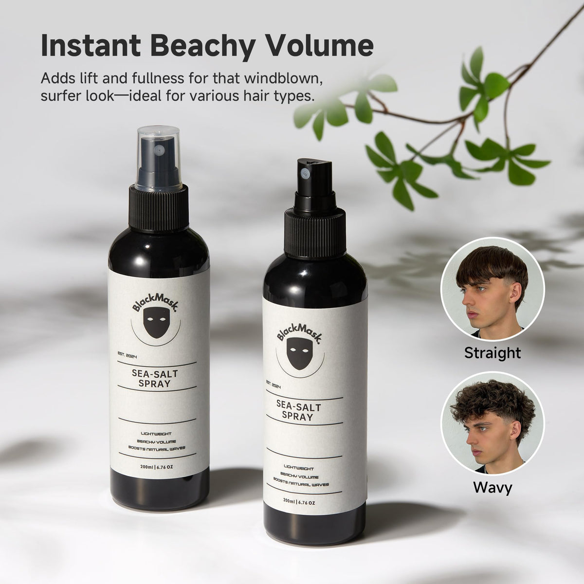 BlackMask Sea Salt Spray for Men lifestyle scene on a bathroom counter