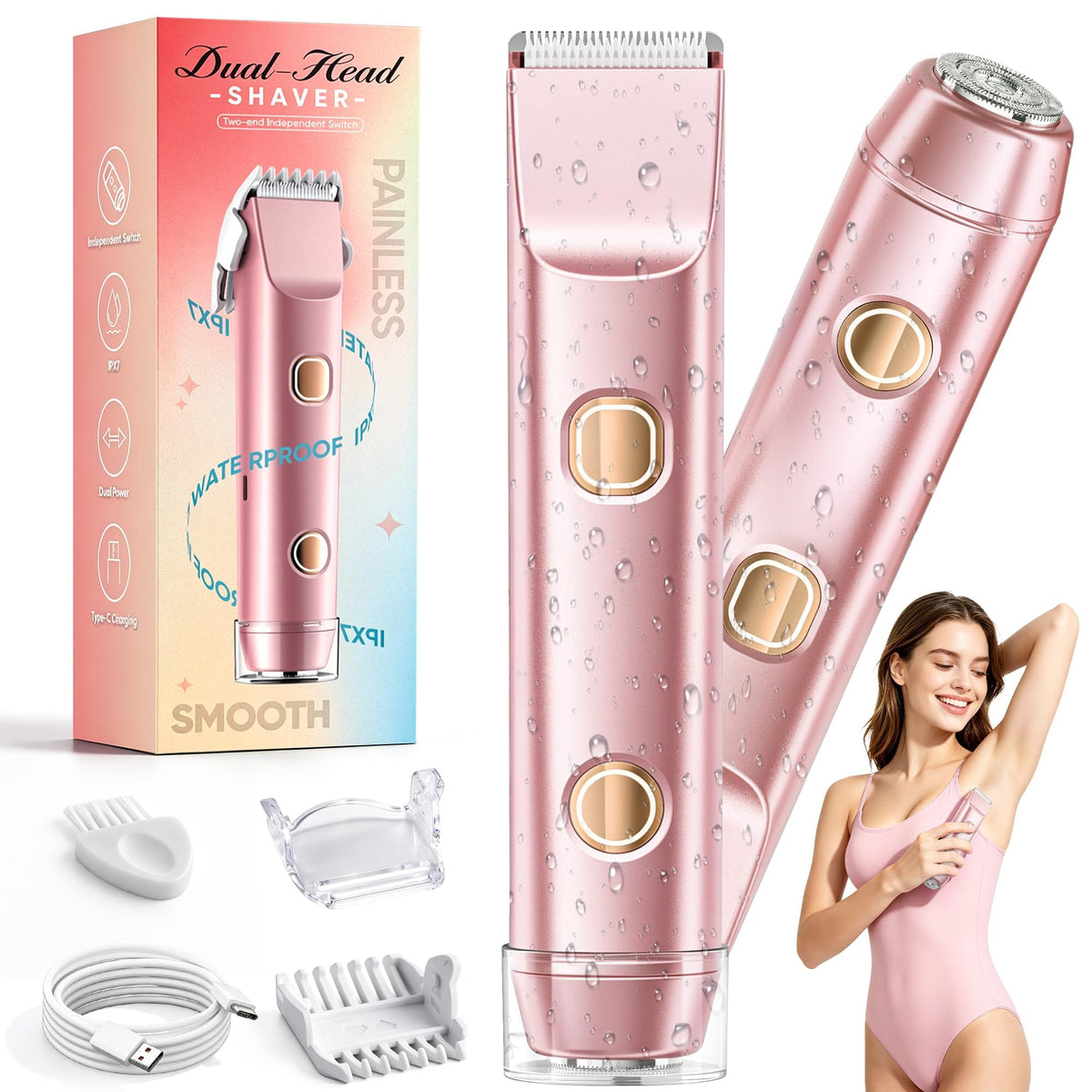 BLAUSE Bikini Trimmer for Women, 2-in-1 Hypoallergenic Pro, front view