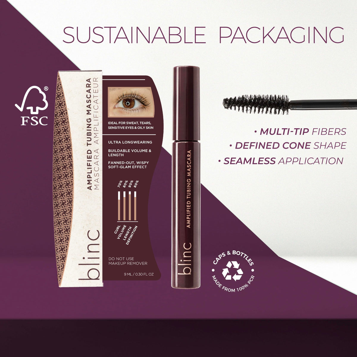 blinc Amplified Tubing Mascara with warm water for removal