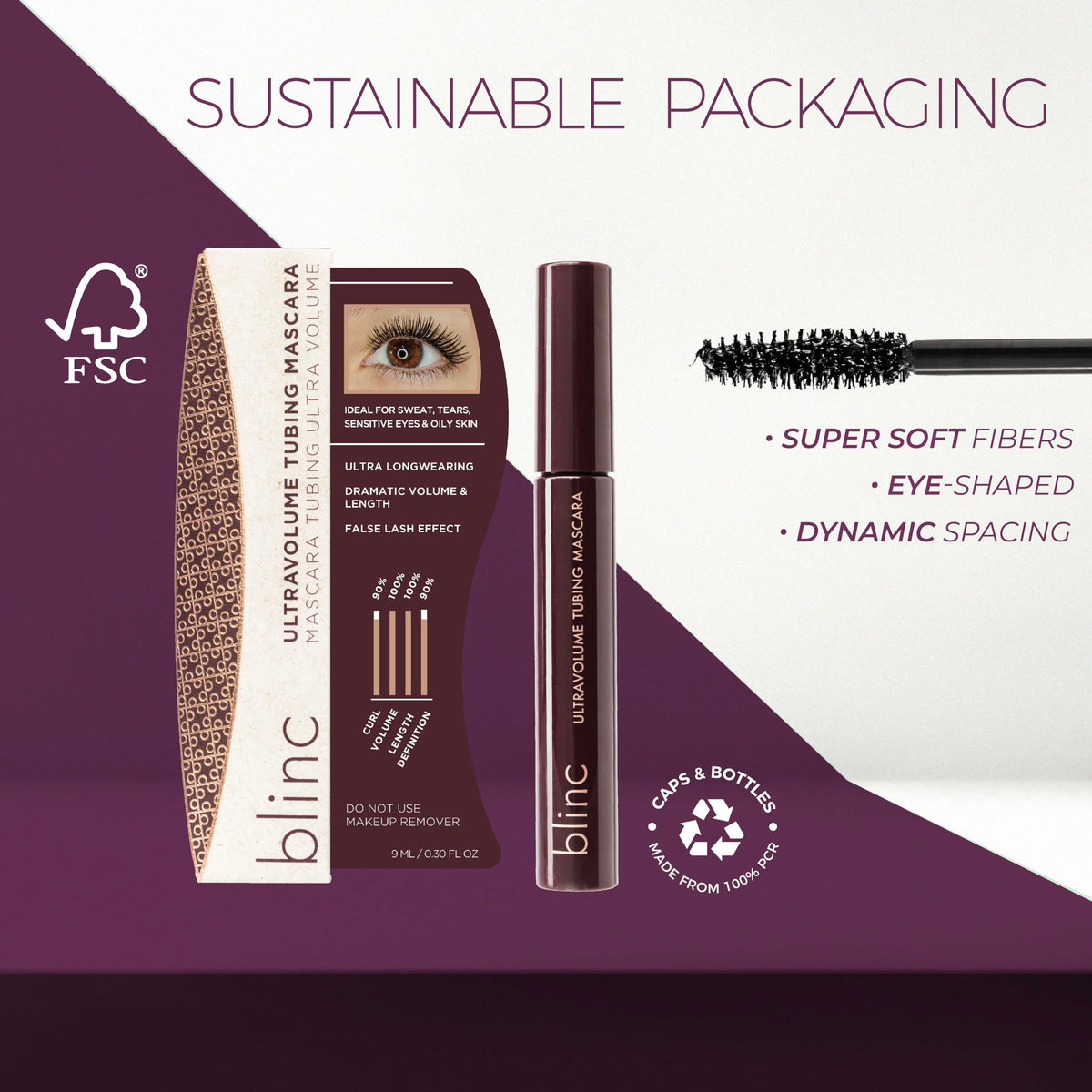 blinc UltraVolume Tubing Mascara dark brown on lashes