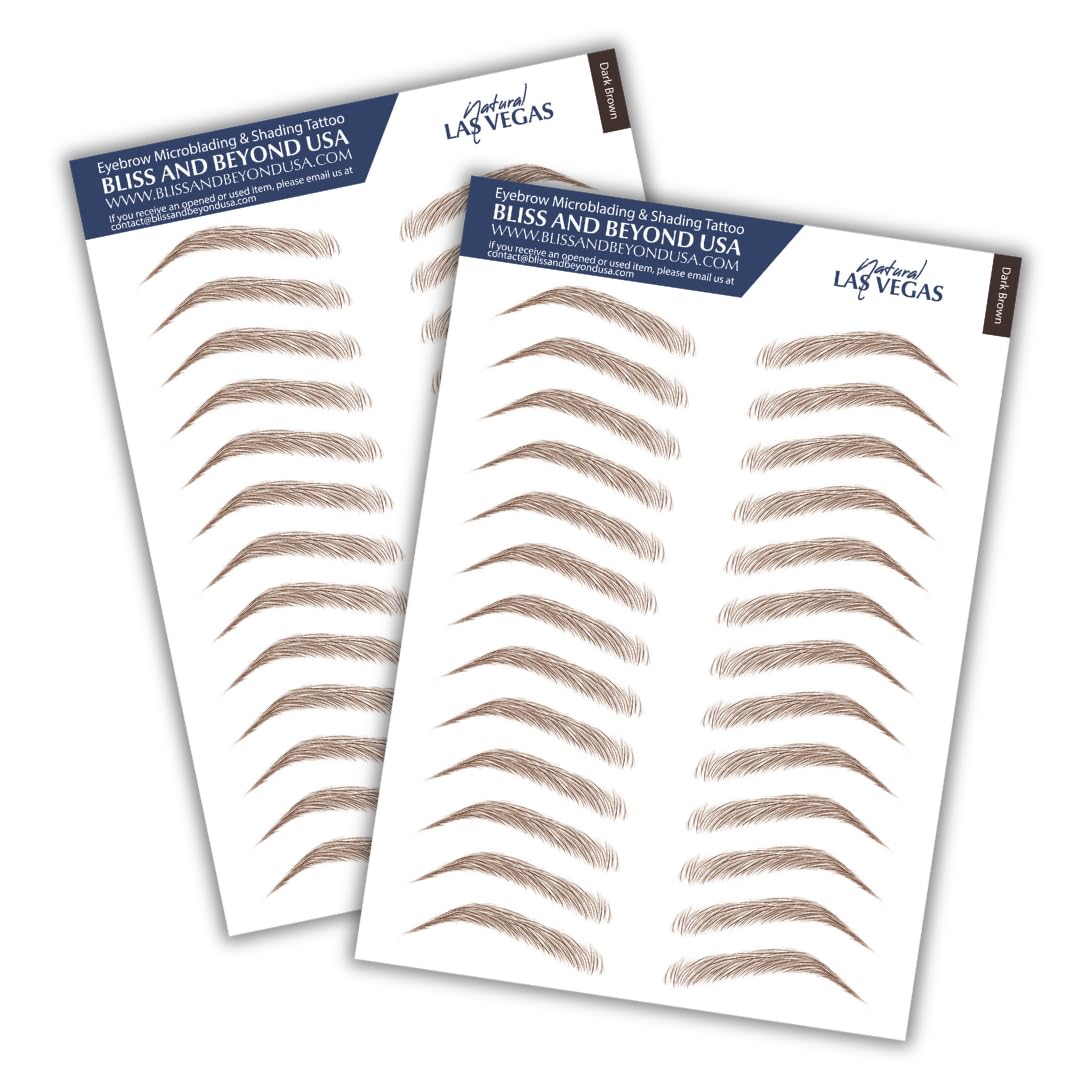 Bliss and Beyond USA Eyebrow Tattoo Stickers front view, Dark Brown