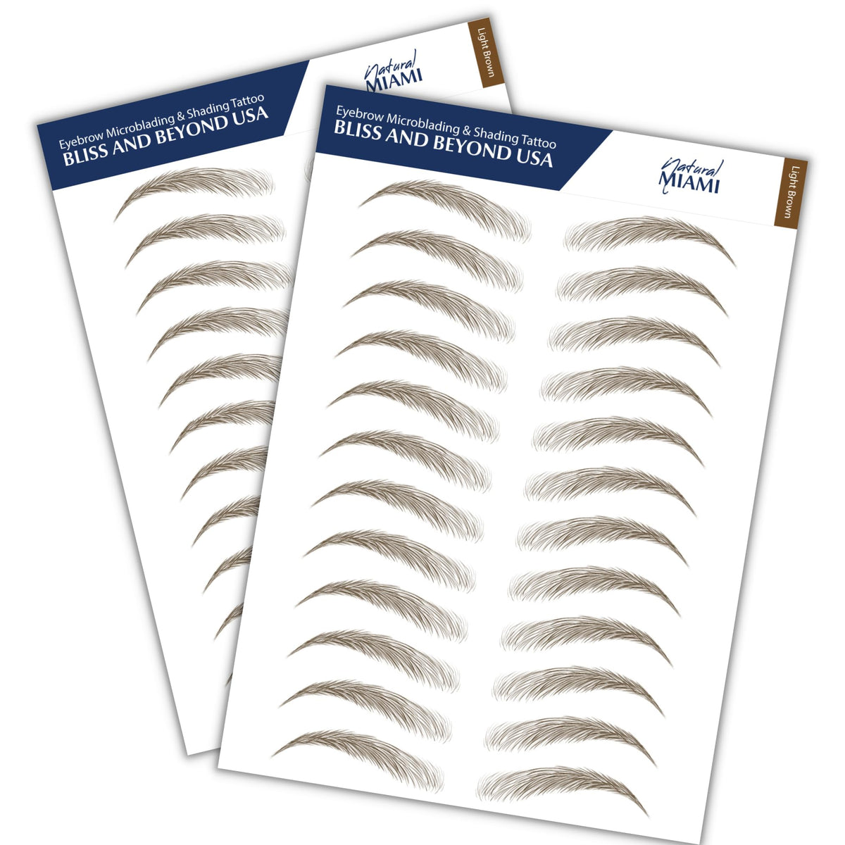 Bliss and Beyond USA Eyebrow Tattoo Stickers front view with packaging