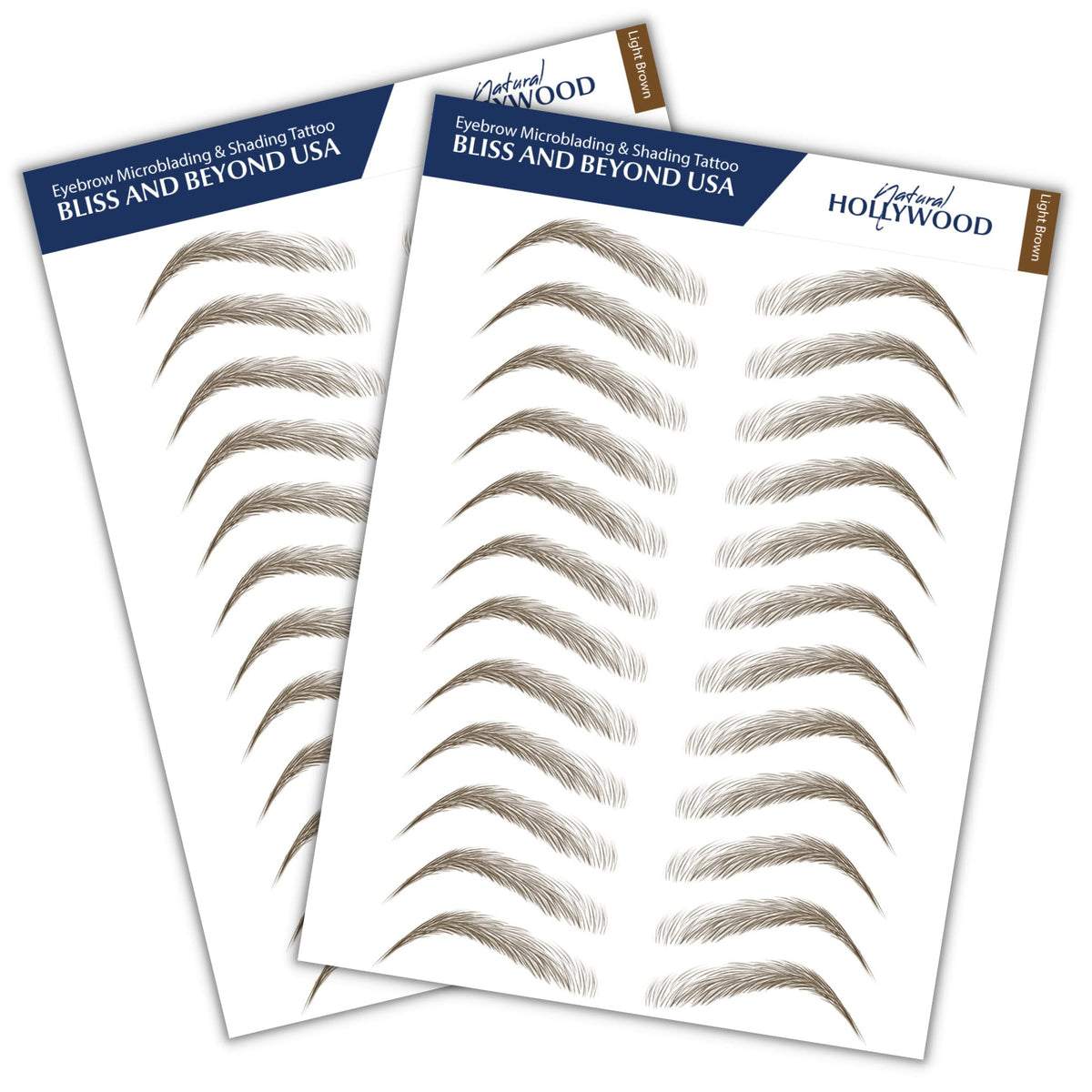 Bliss and Beyond USA Eyebrow Tattoo Stickers front view with packaging