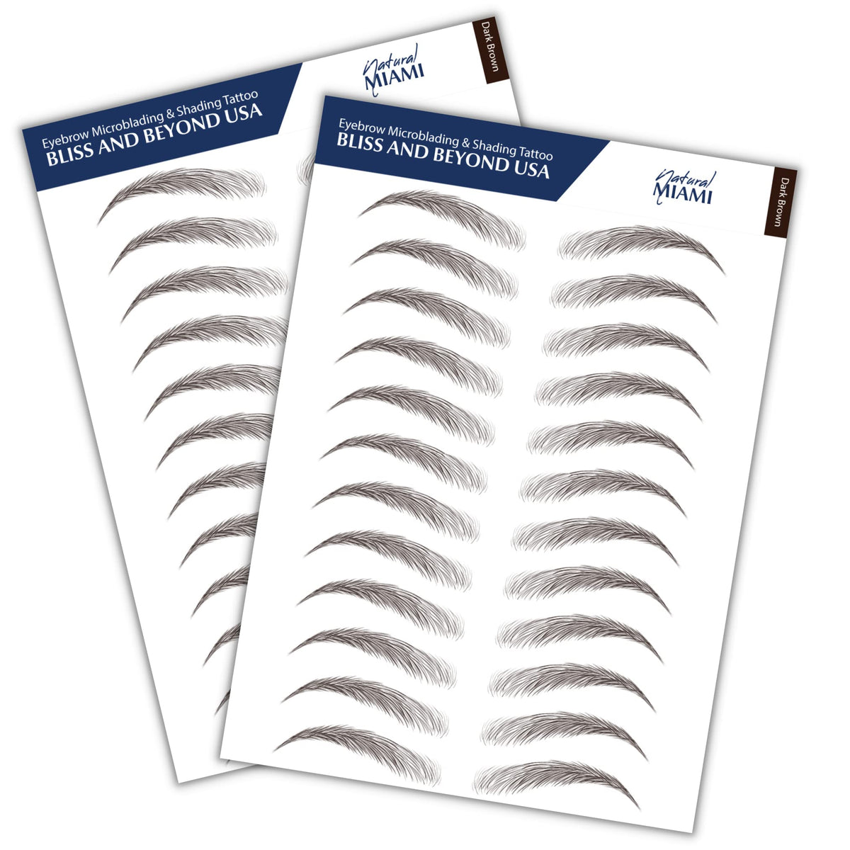 Bliss and Beyond USA Eyebrow Tattoo Stickers front view with packaging
