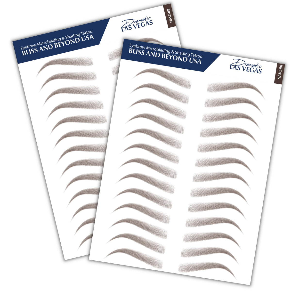 Bliss and Beyond USA Eyebrow Tattoo Stickers front view with packaging