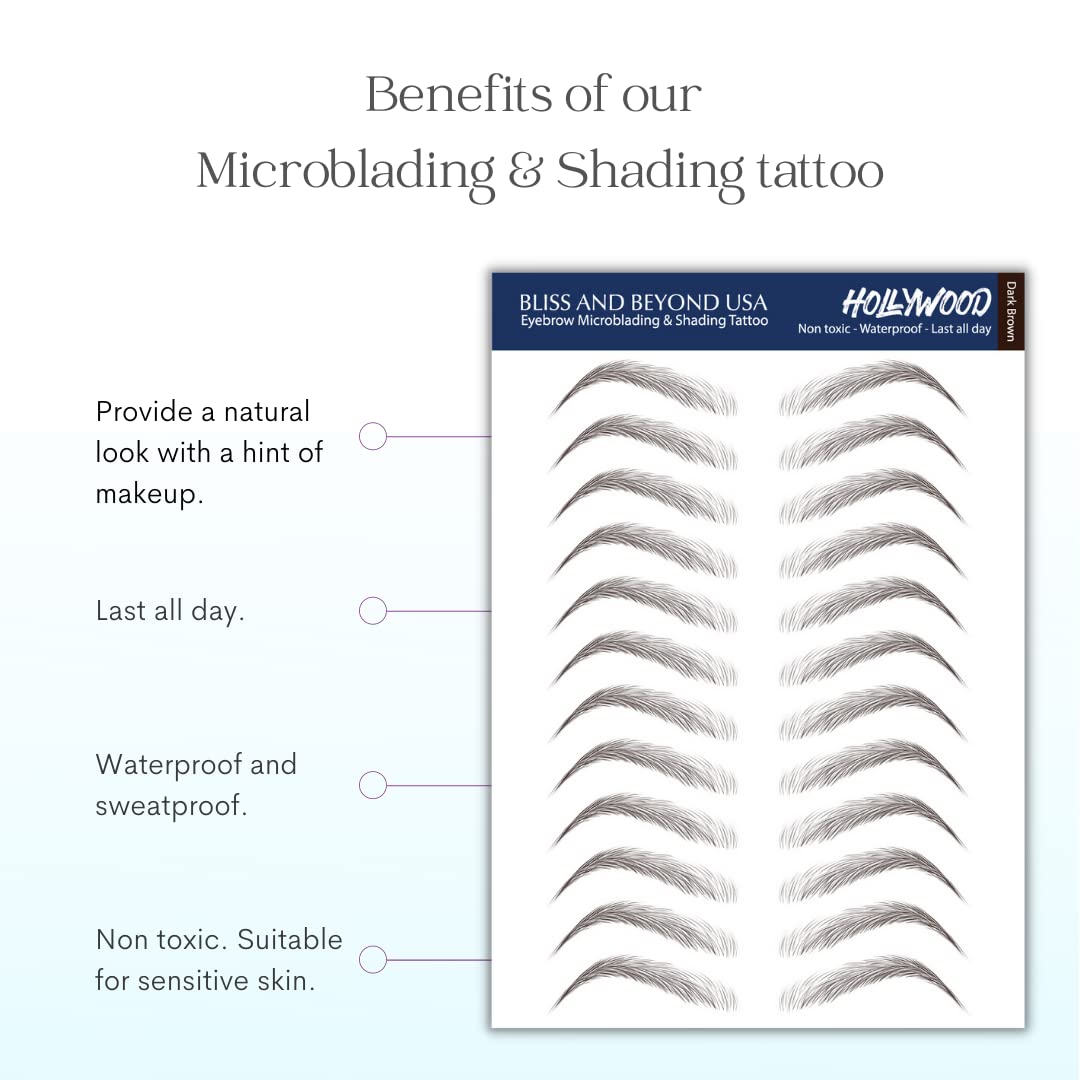 Bliss and Beyond USA Eyebrow Tattoo Stickers in a beauty setup