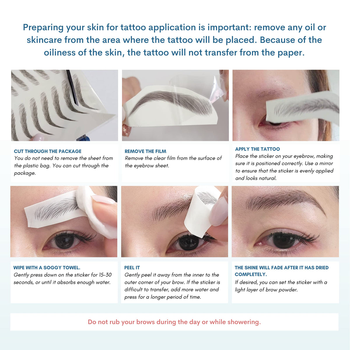 Bliss and Beyond USA Eyebrow Tattoo Stickers, Light Brown side view