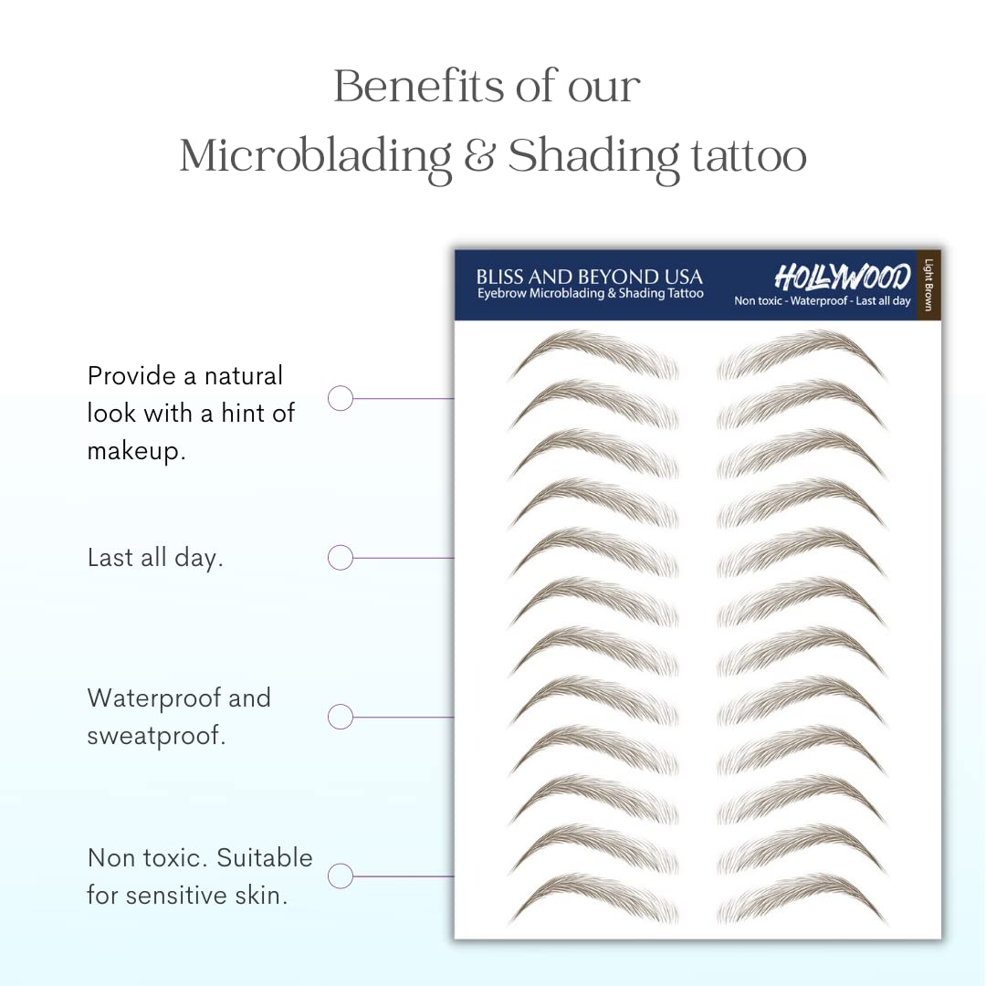 Bliss and Beyond USA Eyebrow Tattoo Stickers showing adhesive quality