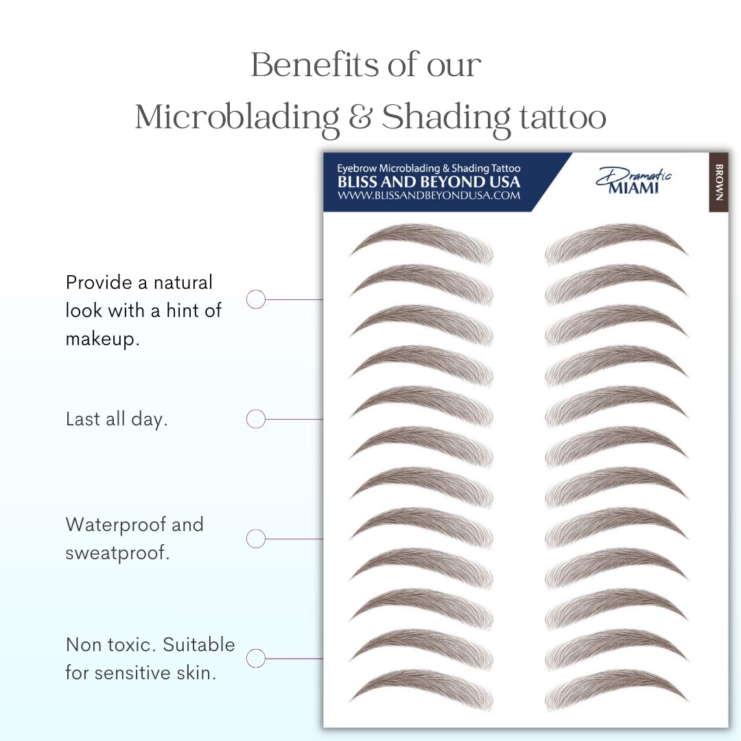 Bliss and Beyond USA Eyebrow Tattoo Stickers showing size comparison