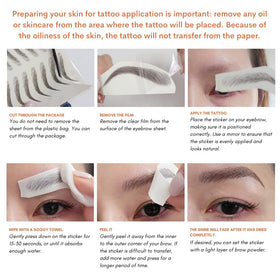 Bliss and Beyond USA Eyebrow Tattoo Stickers showing waterproof feature