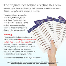 Bliss and Beyond USA Waterproof Eyebrow Tattoo Stickers with model showcasing natural look