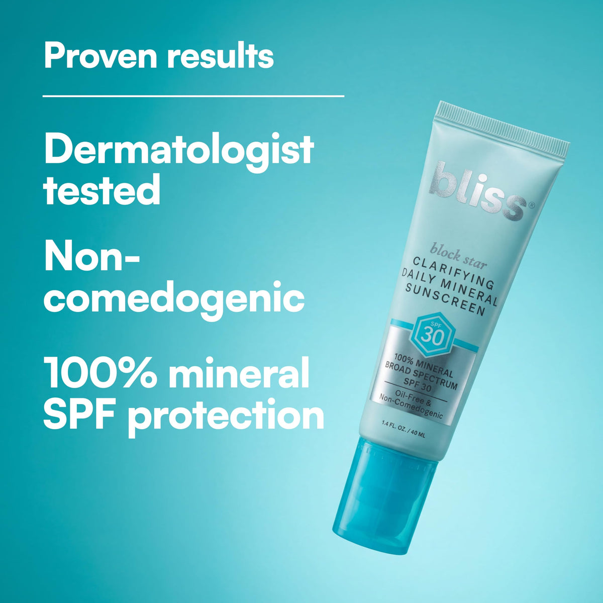 Bliss Block Star Clarifying Mineral Sunscreen SPF 30 application on face