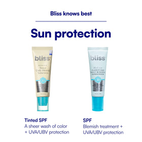 Bliss Block Star Tinted Mineral Face Sunscreen SPF 30 applied on model's face