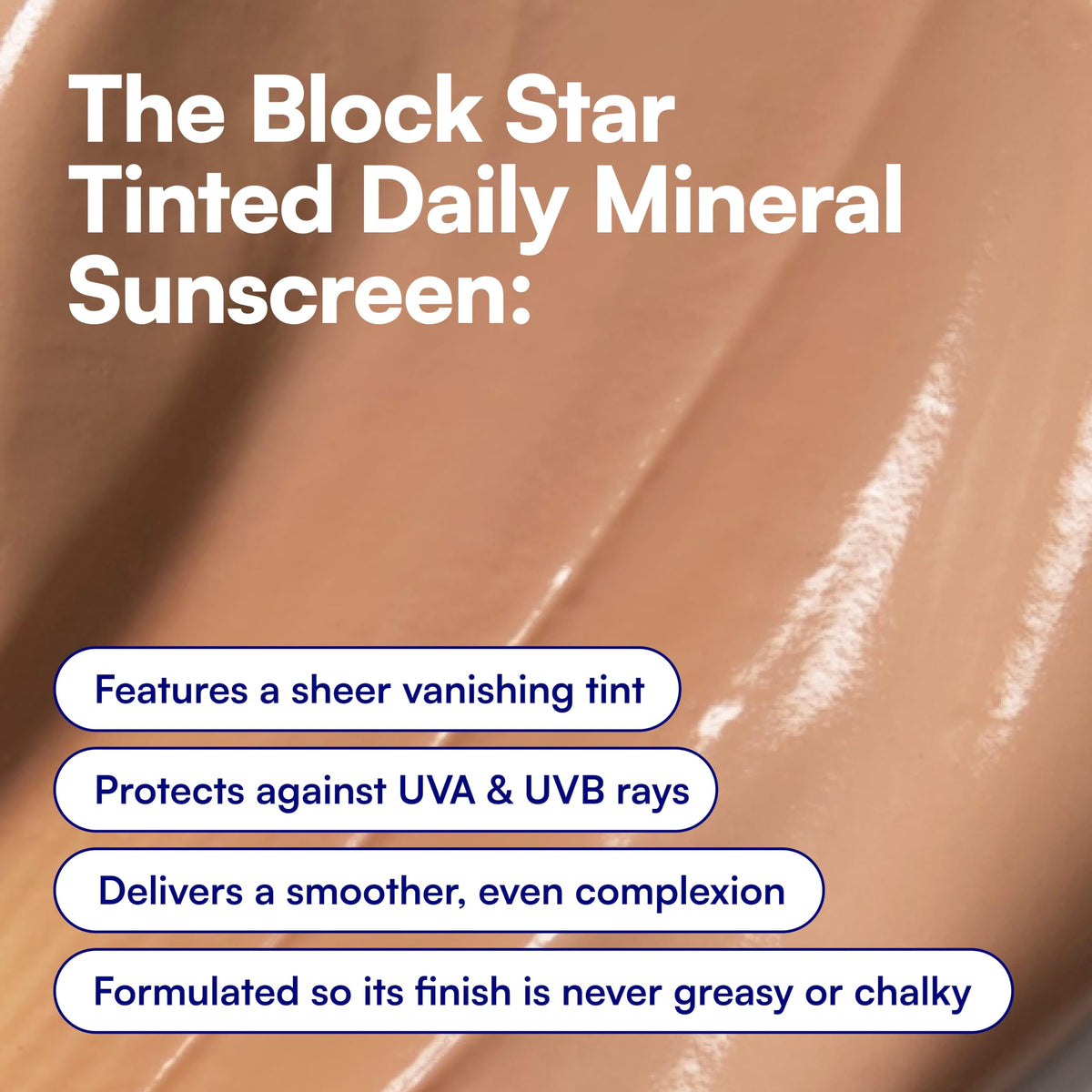 Bliss Block Star Tinted Mineral Face Sunscreen SPF 30 back view with ingredient list