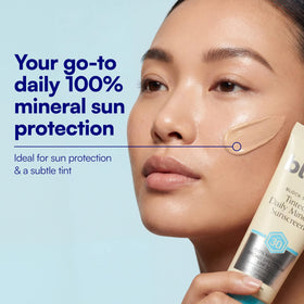 Bliss Block Star Tinted Mineral Face Sunscreen SPF 30 side view showing label
