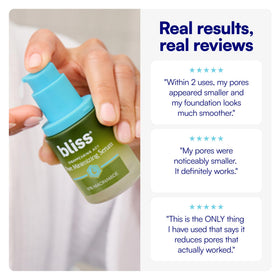 Bliss Disappearing Act Niacinamide Pore Serum close-up of bottle