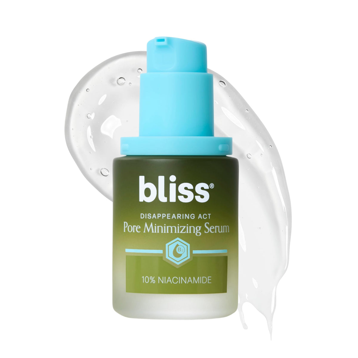 Bliss Disappearing Act Niacinamide Pore Serum front view with packaging